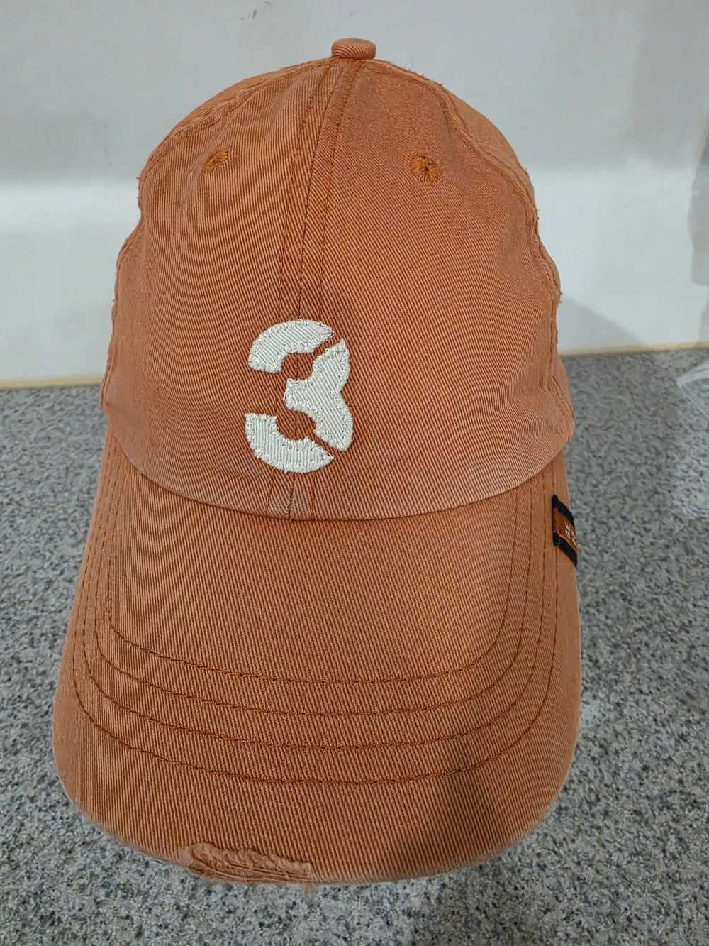 American Eagle Outfitters Orange Baseball Cap with White '3' Embroidery
